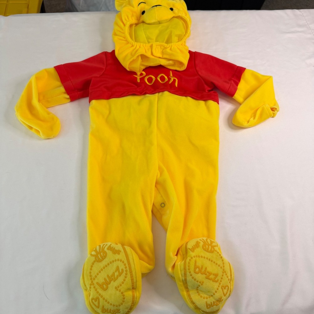 Disney Winnie the Pooh Infant Costume Yellow Red Footed 6-12M Halloween Plush